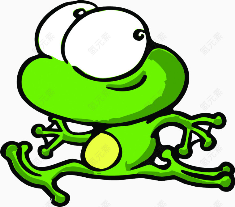 合成手绘卡通奔跑的小青蛙