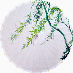 油纸伞上的柳树