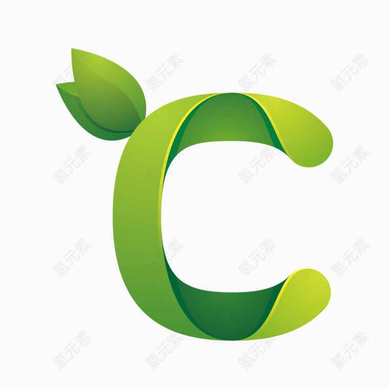 绿色环保叶子字母字体C