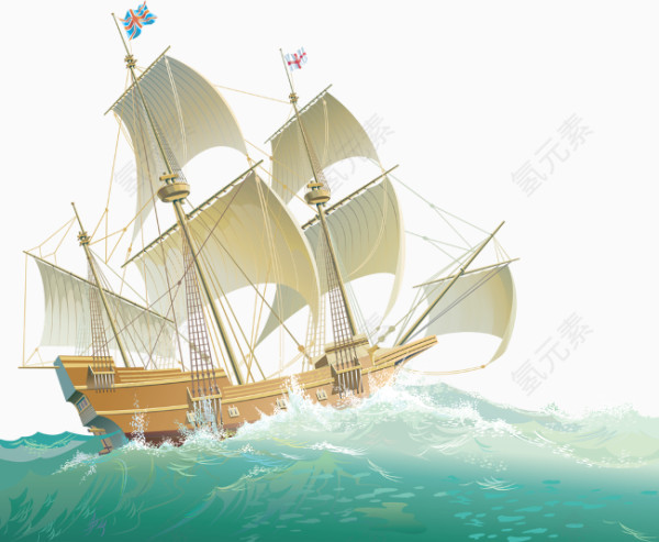 大海中行驶的帆船