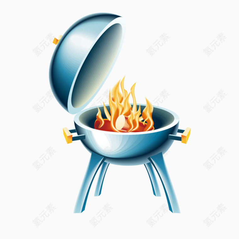 卡通手绘烧火的锅