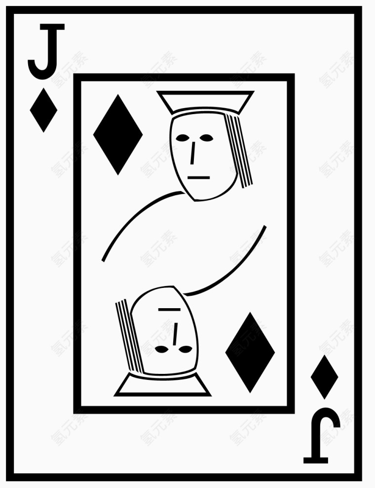 矢量图扑克方片J