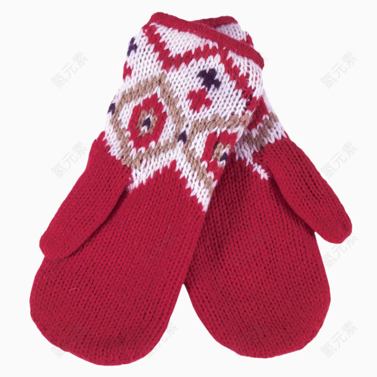 针织红色毛线冬季保暖手套