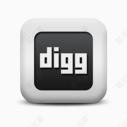 磨砂白广场图标社会媒体标志Digg标志广场社会媒体标识图标