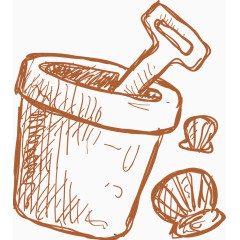 夏日元素桶铲子卡通手绘装饰元素