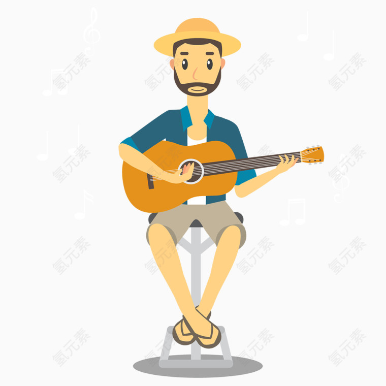 坐着弹吉他的人