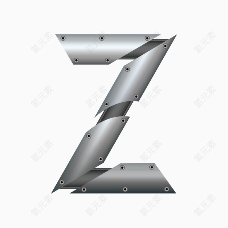 金属质感字母字体Z