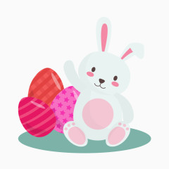 坐在彩蛋旁的小白兔