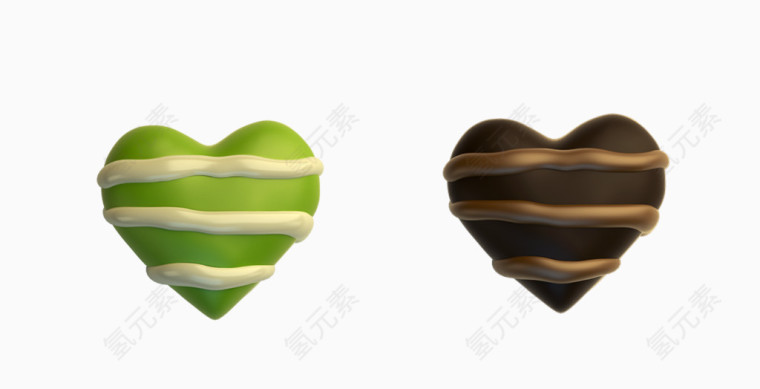 棕色爱心条纹巧克力素材