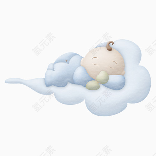 躺在云朵上的婴儿