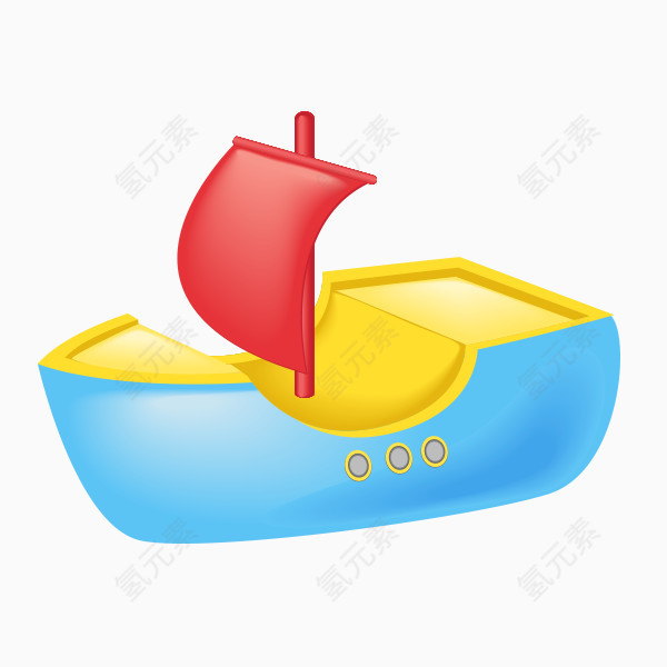 玩具帆船卡通矢量素材