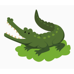 卡通手绘绿色鳄鱼 