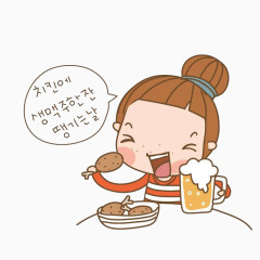 吃鸡腿喝啤酒的女生