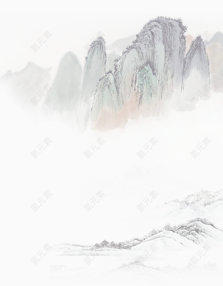 中国风山峰水墨画