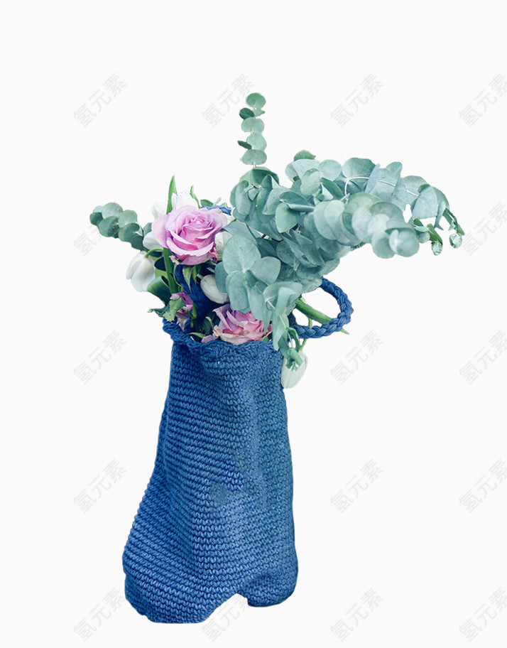 文艺风针织花瓶装饰花朵