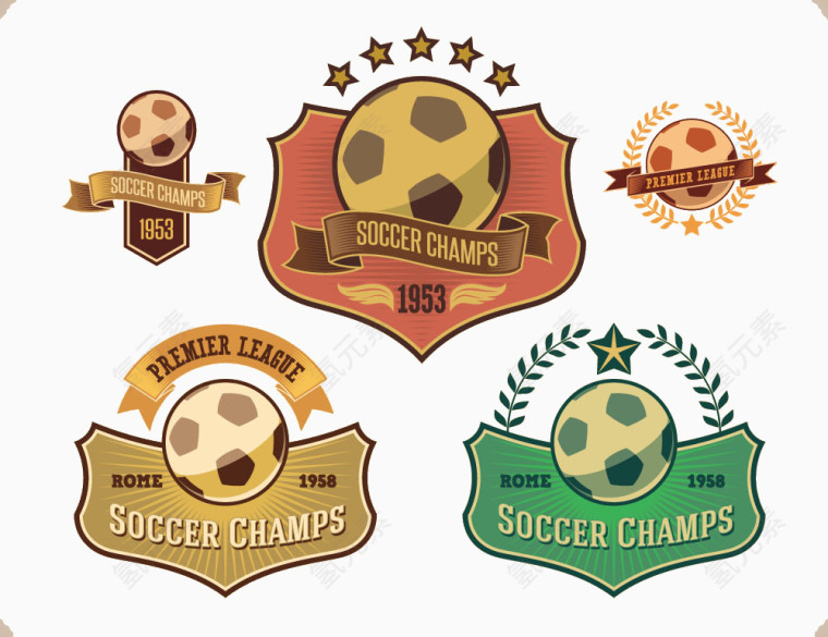 复古足球运动徽标