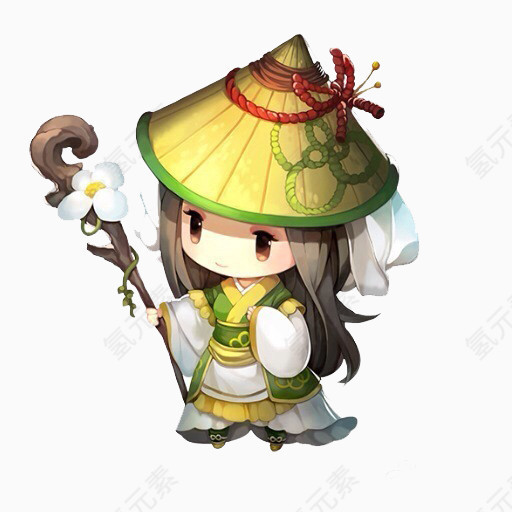 动漫美女白色花朵