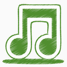绿色iTunes音乐注音折纸的彩色铅笔