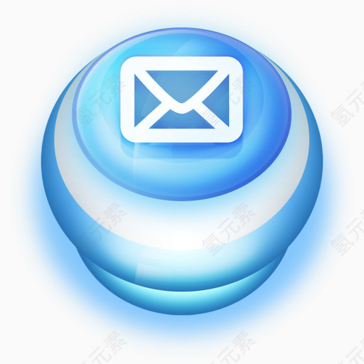 蓝色按钮邮件图标