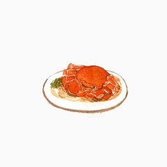 小清新简约手绘酱油螃蟹