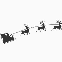 带着圣诞老人的三只鹿