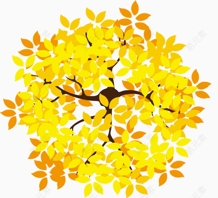 黄色树叶团