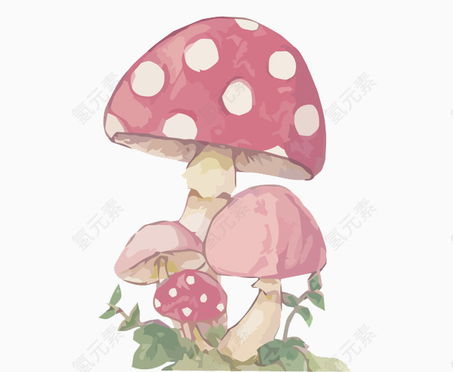 水彩粉色小蘑菇