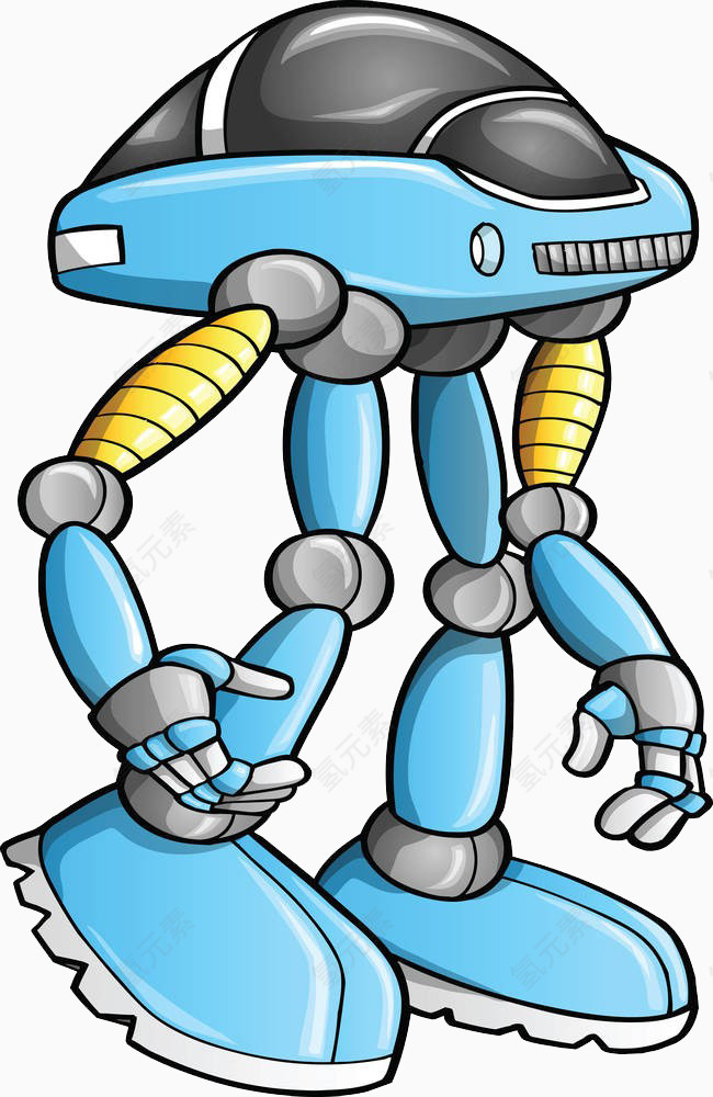 手绘蓝色卡通机器人