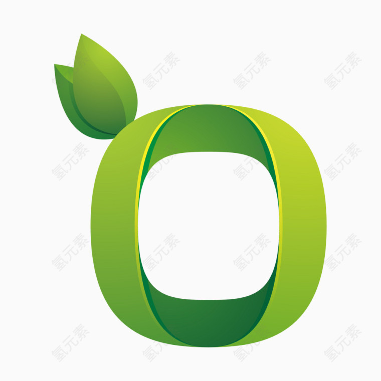 绿色环保叶子字母字体O