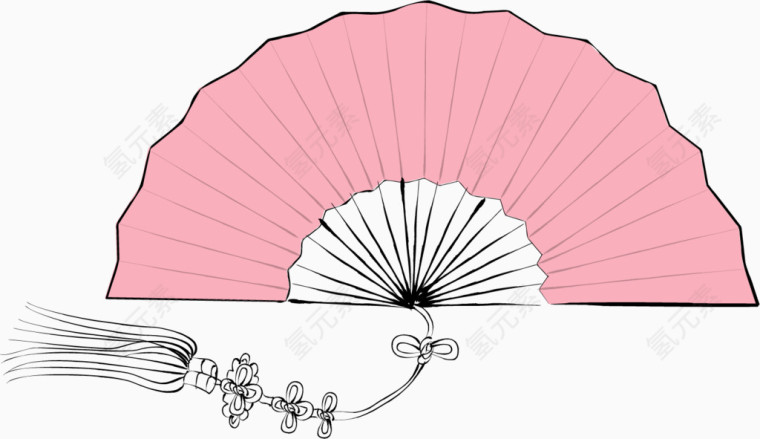 矢量手绘粉色扇子