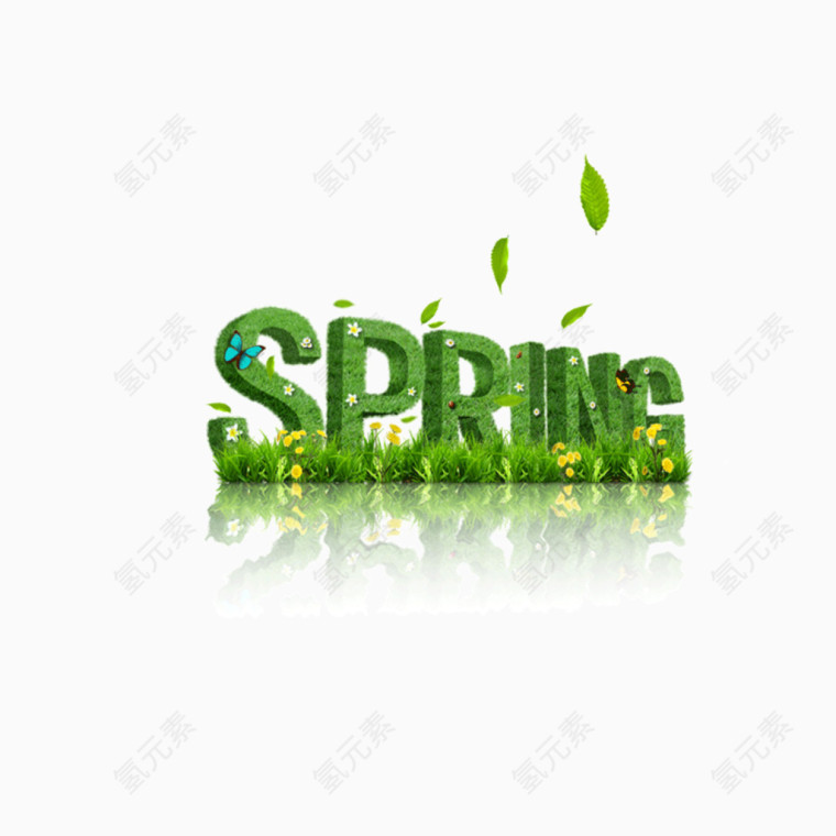 春天  spring  树叶字体 海报banner字体