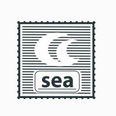 邮票式海洋圆形标志矢量素材