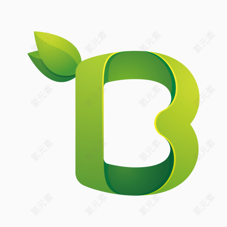 绿色环保叶子字母字体B