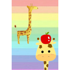 可爱长颈鹿彩虹背景