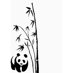 手绘竹子熊猫