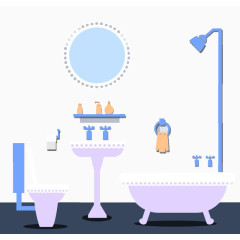 蓝色系浴室设计矢量素材