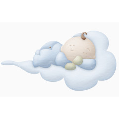 卡通睡在云上面的宝宝