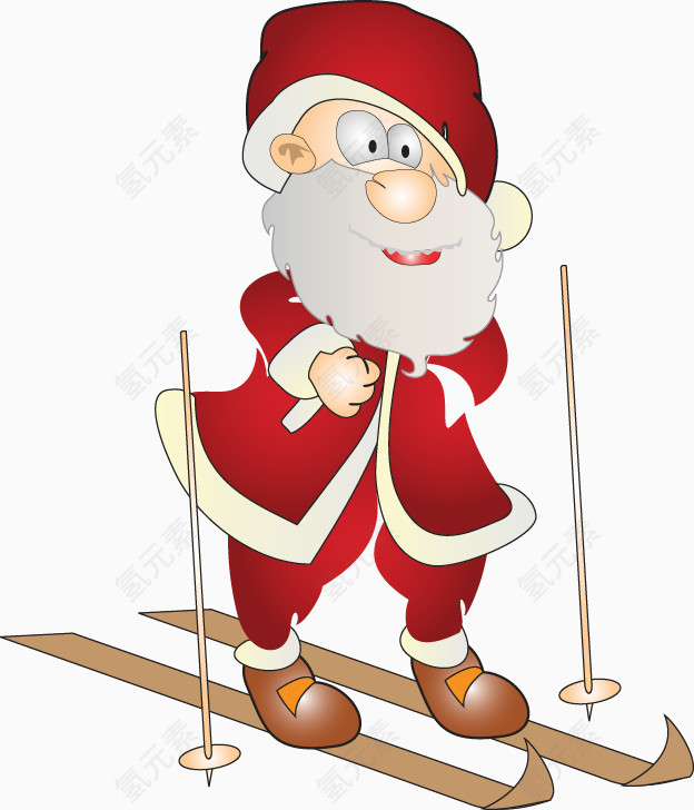 可爱的圣诞老人滑雪素材