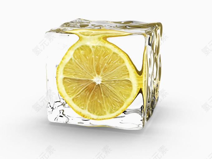 冰住的柠檬图片