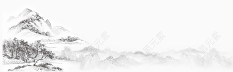 黑白中国风古风清新水墨山水画