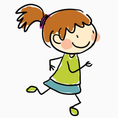 卡通手绘简笔画跑步的女孩