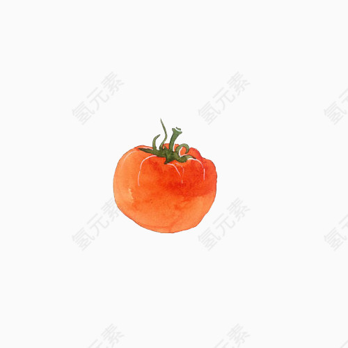小清新简约手绘水彩红色西红柿