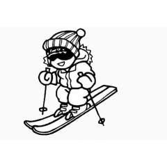 黑白图片滑雪