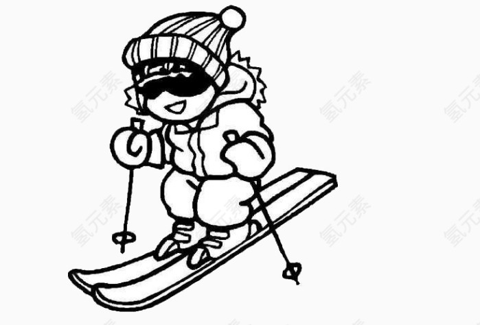 黑白图片滑雪