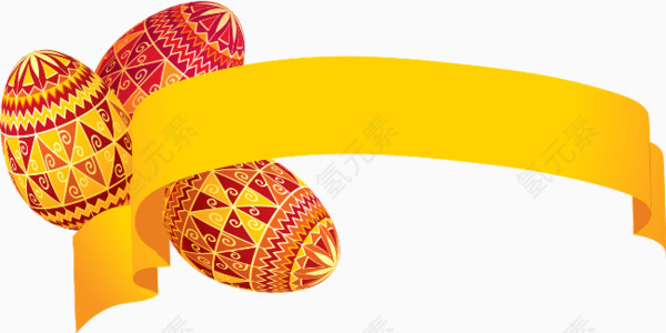 黄色复古花纹彩蛋标签