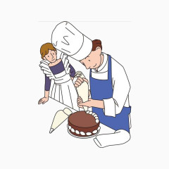 卡通厨师人物做蛋糕素材