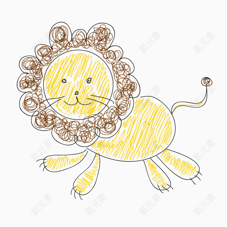 蜡笔绘制动物狮子