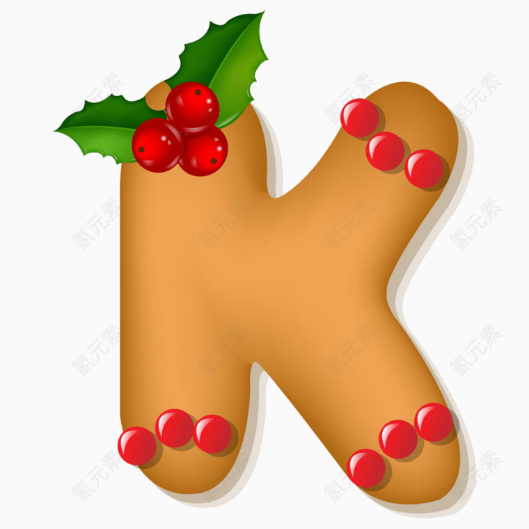 卡通圣诞节饼干英文字母K