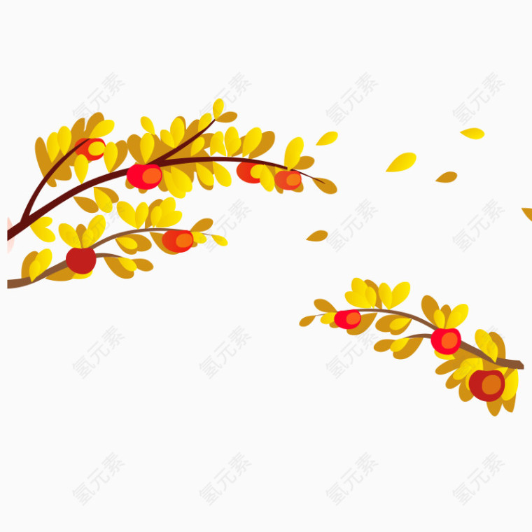 卡通植物秋季果树树叶