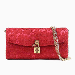 Gabbana红色蕾丝手提包